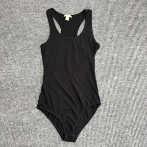 Bozzolo Racerback Tank Bodysuit Black Cotton Soft Tee Feel Relaxed Fit Sz Large